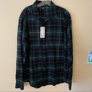 Uniqlo Flannel Long-Sleeve Shirt (Checkered Green)